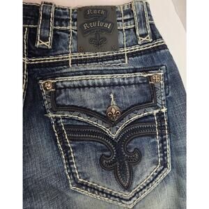Rock Revival Jeans Womens 30 Dylan Bootcut Dark Wash Flap Pocket Stretch